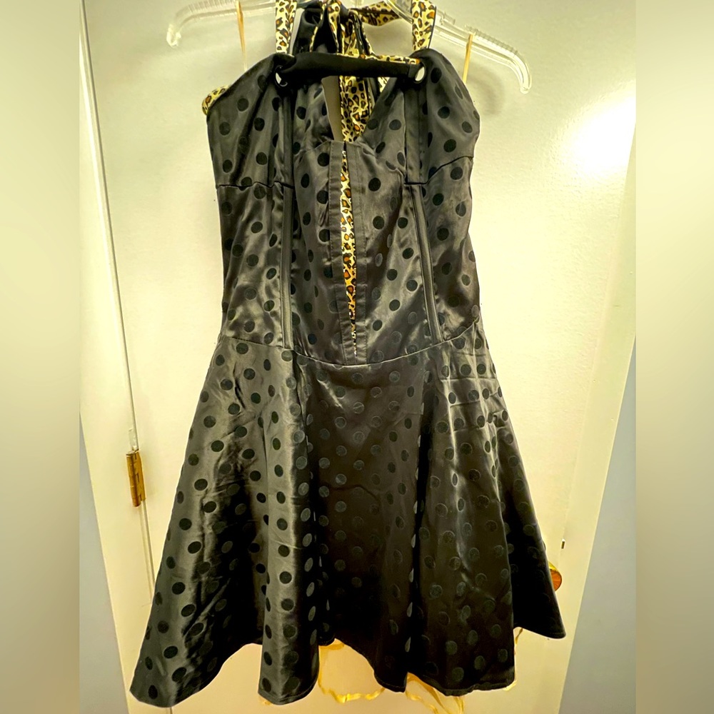 Voodoo Vixen Black Polka Dot Corset Dress